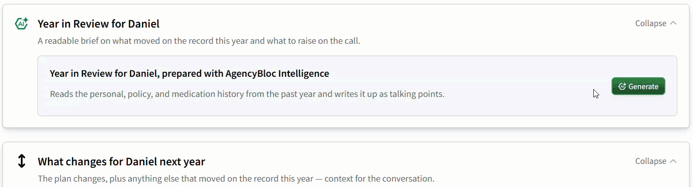 Animated image showing how to generete a Year in Review summary