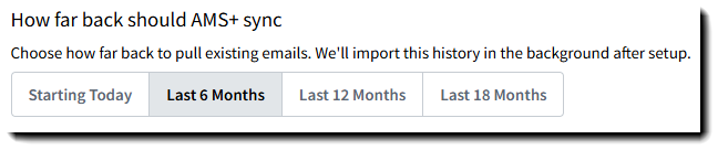 Screenshot showing the time window for synced email folders