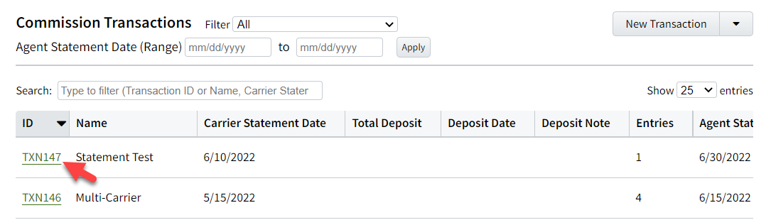 Screenshot showing where to find Transactions