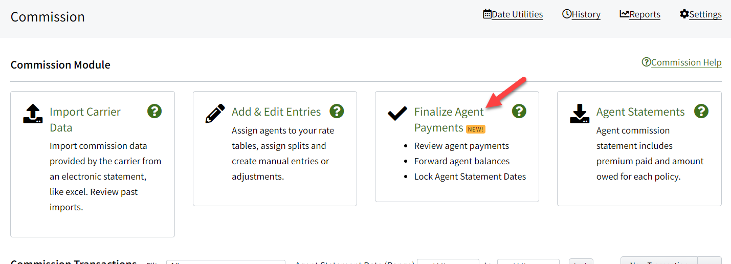 Screenshot showing where to go to finalize agent payments