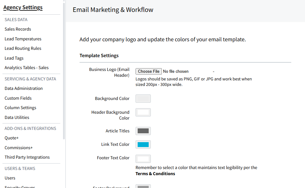 Screenshot showing how to access the email template settings