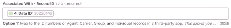 Screenshot showing the Associated With - Record ID field