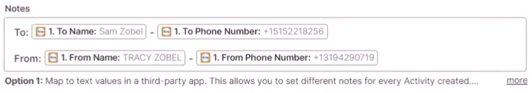 Screenshot showing the Notes field