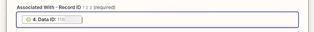 Screenshot showing the Associated With - Record ID field