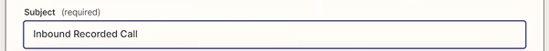 Screenshot showing the Subject field